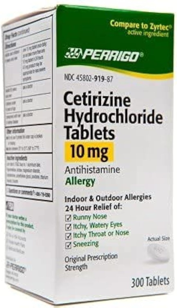 Perrigo Cetirizin Hydrochloride Tablets 10mg, 300- Count