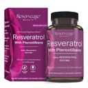 Reveratrol Beauty, Resveratrol 500 mg s Pterostilbene, Antioxidant dodatek pro imunitní podporu a srdeční zdraví, podporuje zdravé stárnutí, Paleo, Keto, 60 Kapsle (60 Služebnictví)