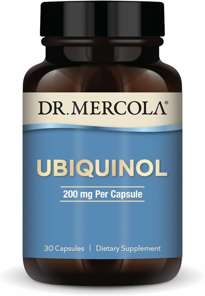 Dr. Mercola Ubiquinol, 30 Servingů (30 kapslí), 200 mg na kapslí, dodatek stravy, podporuje výrobu energie, Non- GMO