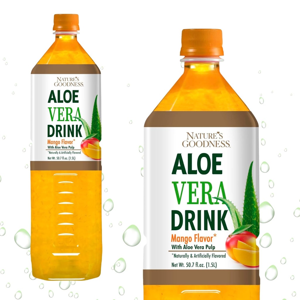 Nature 's Goods Aloe Vera Drink with Pulp Mango Flavor - 50.7 Fl Oz (1.5 L) - Osvěžující nápoje s Real Aloe Vera Juice