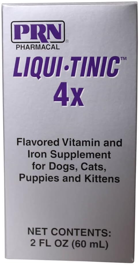 Liqui- Tinic 4x Ochucené vitamíny a železo doplněk pro psy, kočky, štěňátka & koťata, 2 oz.