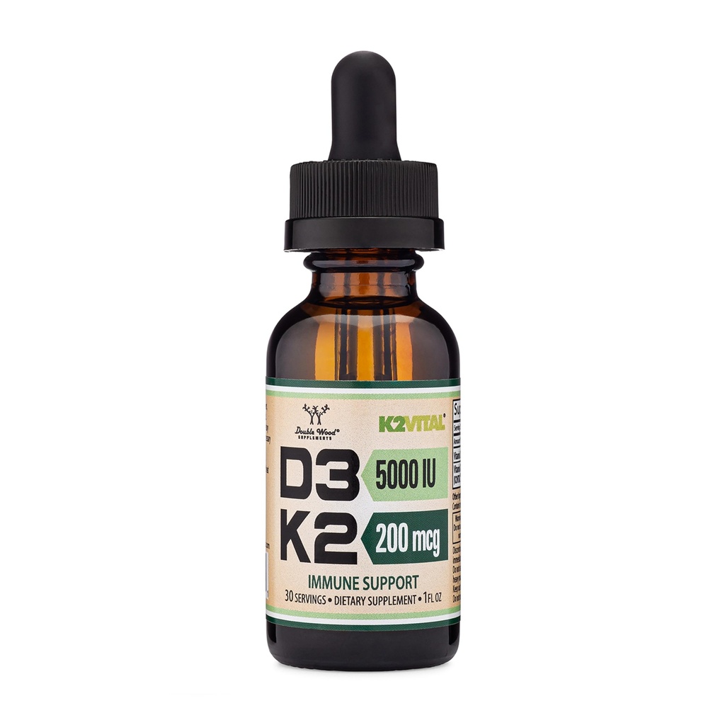 Vitamin D3 K2 5000 IU kapalné kapky (5000 IU D3 a 200mcg 99, 9% All- Trans Patentované K2 MK- 7 (K2Vital)) Max Absorpční kapalné vitamíny D kapky (30 Služeb) Double Wood