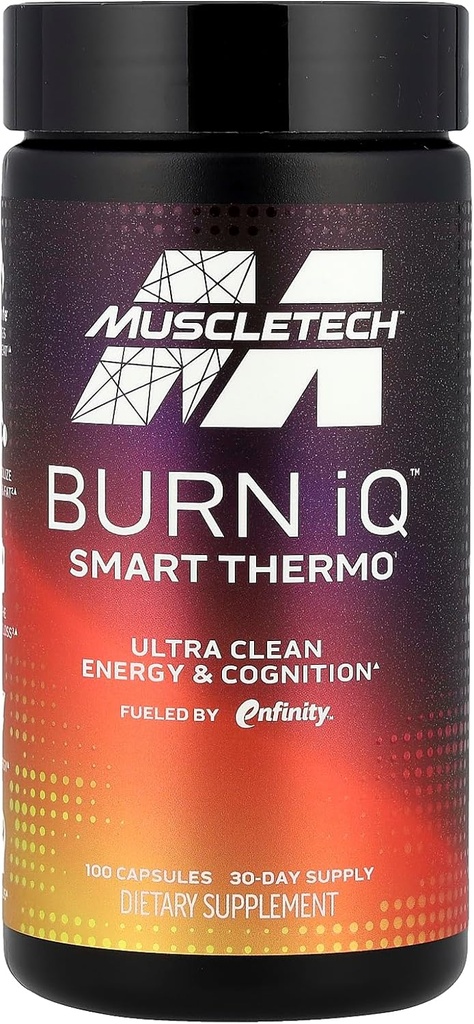 MuscleTech Burn iQ Smart Termo doplněk poháněný Paraxanthine Enhanced Energy & Cognition pro muže a ženy 100 Počet