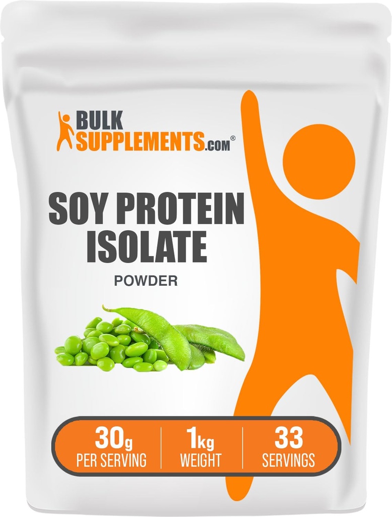 BulkSupplements.com Soy Protein Isolate Powder - Vegan Protein Powder, Neochucený - Čisté & gluten Free, 30g per Serving, 1kg (2,2 lbs) (Balení po 1)