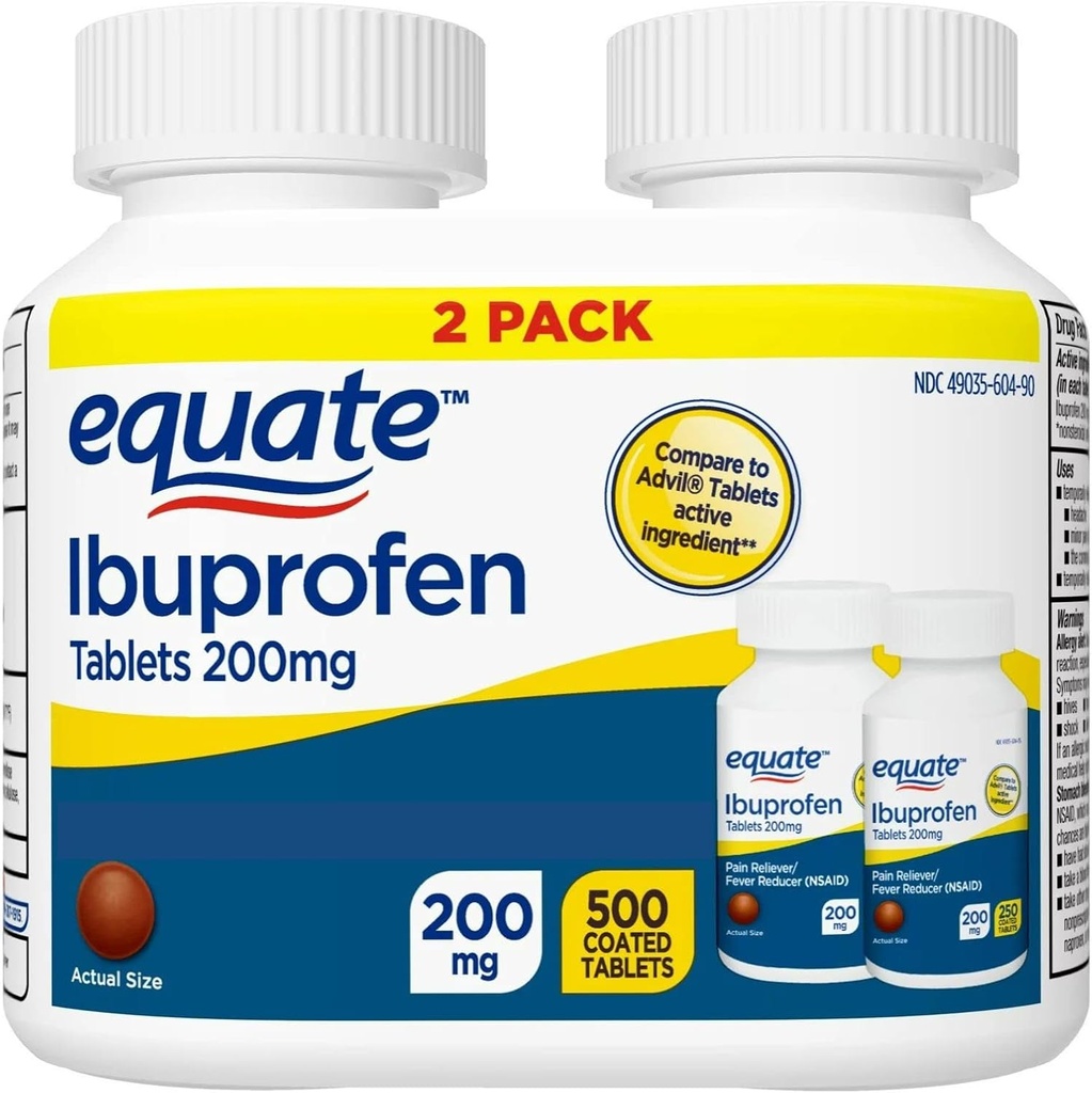 Equate Ibuprofen Tablets, 200 mg, Twin Pack, 500 Počet