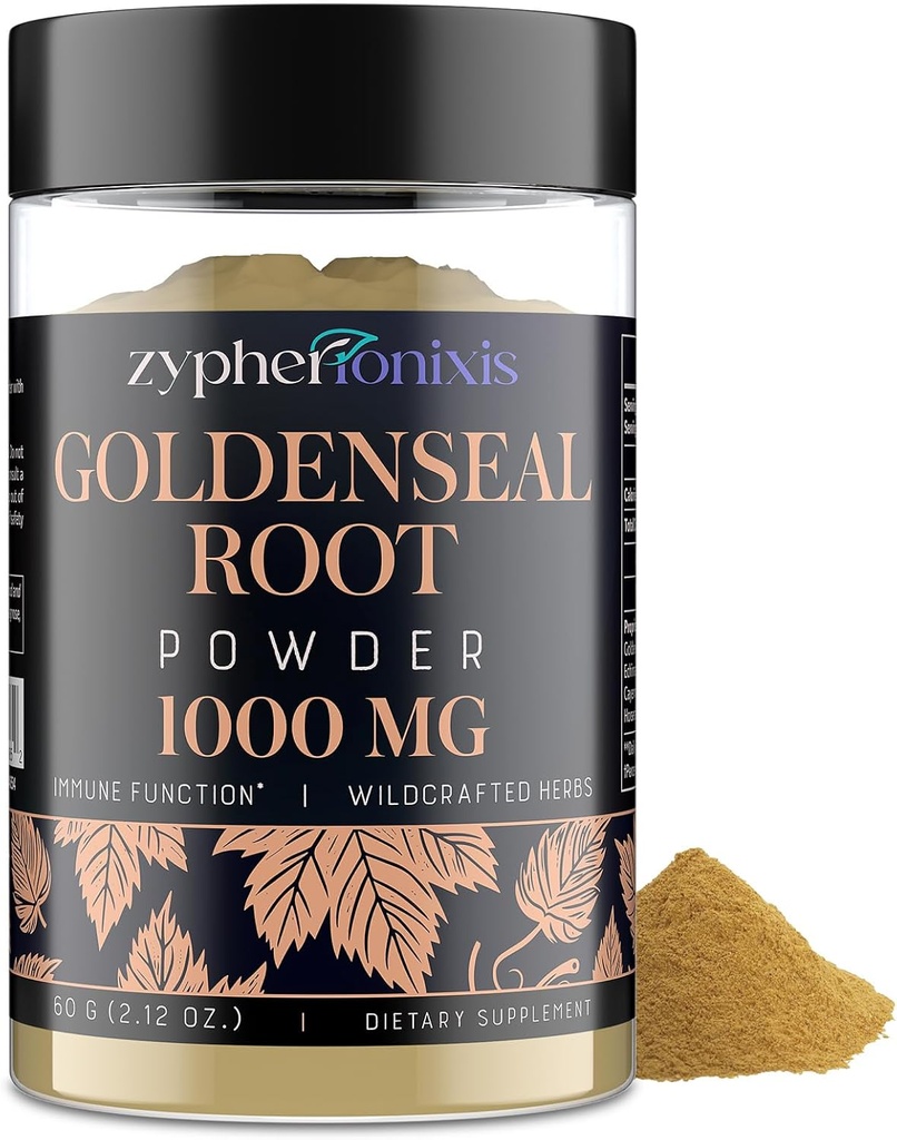 Goldenseal Root Powder Organic 1000 mg - Goldenseal Powder Supplement for Immunication & Gut, Pure & Natural Herbal Goldenseal Supplement, Lepek zdarma - 60 Servings Apple1 Lahvička