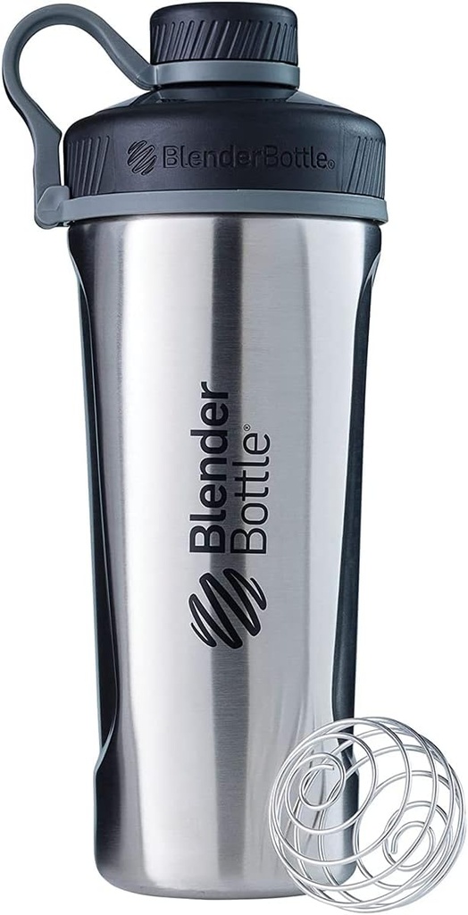 BlenderBottle Radian Shaker Cup Izolovaná nerezová láhev s drátěnou whisky, 26-Ounce, přírodní / černá