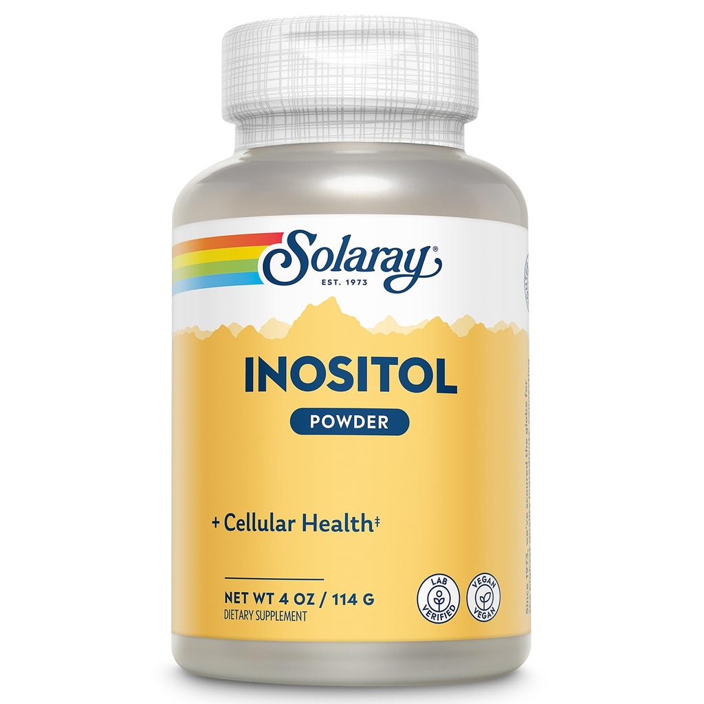 SOLARAY Pure Inositol Powder - Cellular Health Support - Vegan, Lab Ověřeno - 163 Serings, 4 OZ (4oz, 162 Serv.)