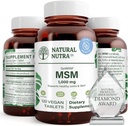 Natural Nutra OptiMSM, MSM dodatek s sírou, zabránit hubení vlasů, zvýšit společnou flexibilitu a zdraví kostí, chrupavky zdraví, pomáhá podporuje rovnováhu tekutin, 1000 mg, (120) Vegan tablety