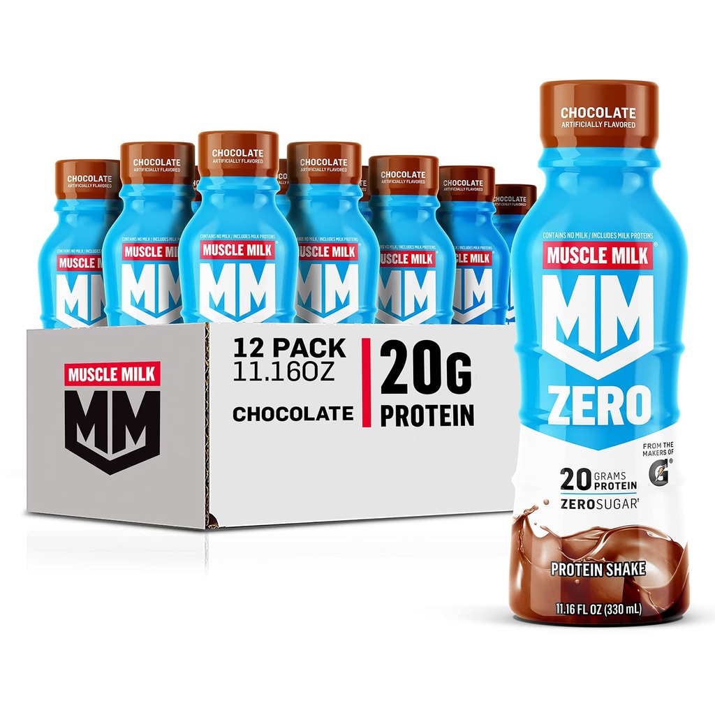 Muscle Milk Nulový protein Shake, Čokoláda, 20g protein, Nulový cukr, 100 kalorií, vápník, vitaminy A, C & D, 4g Fiber, Energizing Snack, Cvičení Recovery, Balení květen Vary, 11.16 Fl Oz (balení po 12)