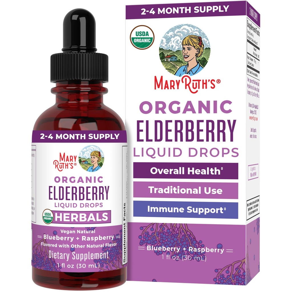 MaryRuth Organics Elderberry Sirupy 124; USDA Organic Environmental 124; Supplementary Free Imunitary Supplementary for Adult & Kids, Ages 1 Affairs 124; Vegan, Non- GMO, Imunitary Boosters, Clean Label Project Ověřeno 124; 1 Fl Oz