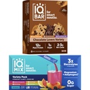 IQBAR Brain and Body Keto Protein Bary - 12 Count Chocolate Lovers Variety Low Carb, Vegan Bary & IQMIX Sugar Free Electrolyte Powder Packets - 20 Count Variety Pack Keto Electrolytes with Lions Mane
