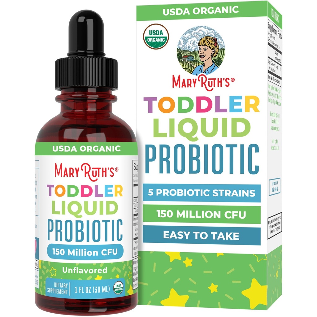 MaryRuth Organics Cocomelon Toddler Probiotické kapalné Kapky 124; Děti Probiotika pro věky 1-3 Probiotika 124; 5 Probiotické Kroužky 124; 150 Billion CFU Per Serving CF124; USDA Organic CF124; Cukr zdarma 124; Gluten Free CF124; 1 Fl Oz