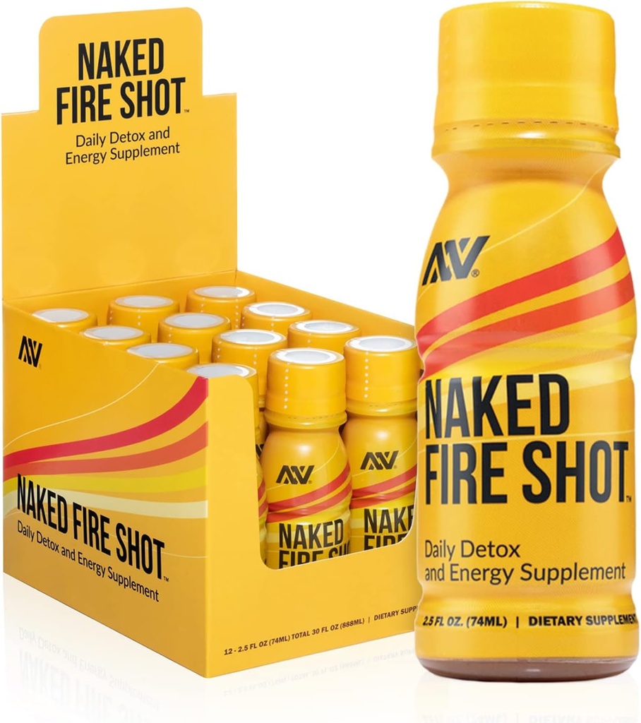 NAKED výživa Nahá ohnivá střela - Natural Energy Shots, Ginger Root, Surový jablečný ocet, Organic Ginseng & Ashwagandha, Detox, Energy Wellness Shots - 2.5Oz, 12 Pack