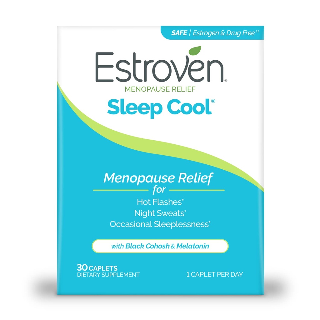 Estroven Sleep Cool pro Menopauze Relief, 30 Ct, Sleep Supplement s klinicky osvědčené ingredience k úlevě Menopauze Symptomy plus noční poty a horké Flash Relief, DrugNo & GlutenNo