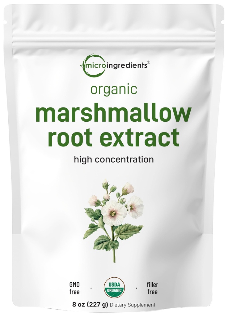 Mikro ingredience Organic Marshmallow Root Powder, 8 Ounce, Filler zdarma a tradičně používán, podporuje trávicí Gastrointestinální zdraví, Non- ozářené a žádné GMO, Vegan Friendly