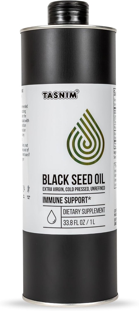 Tasnim Black Seed Oil (35.27 fl oz) CLAS124; Cold Pressed for Immunication Support (21% Thymoquinon) CLAS124; Skin & Hair