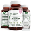 Natural Nutra GTF Chromium Polynikotinát s ChromeMate, podporuje metabolismus těla, podporuje zdraví těla, kardiovaskulární zdraví 200 mcg, 60 Veganových tablet