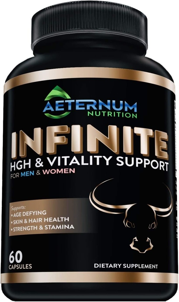 Nekonečný - HGH - Testosteron - Vitality Supplement- Zahrnuje Argnine- glutamin, a další! Podporuje sílu, Stamina, kůže & zdraví vlasů, růst svalů. pro muže a ženy 60 Kapsle na láhev.
