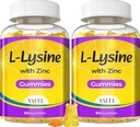 L Lysinové žvýkačky 1000mg se zinkem - podporuje pleť, Lip, Vegan, gluten zdarma, 60 Žvýkací L- lysin pro dospělé, Vitamíny Tissue Zdraví a imunitní systém, Aminová kyselina a komplexní doplňky, Non- GMO (2Pack)