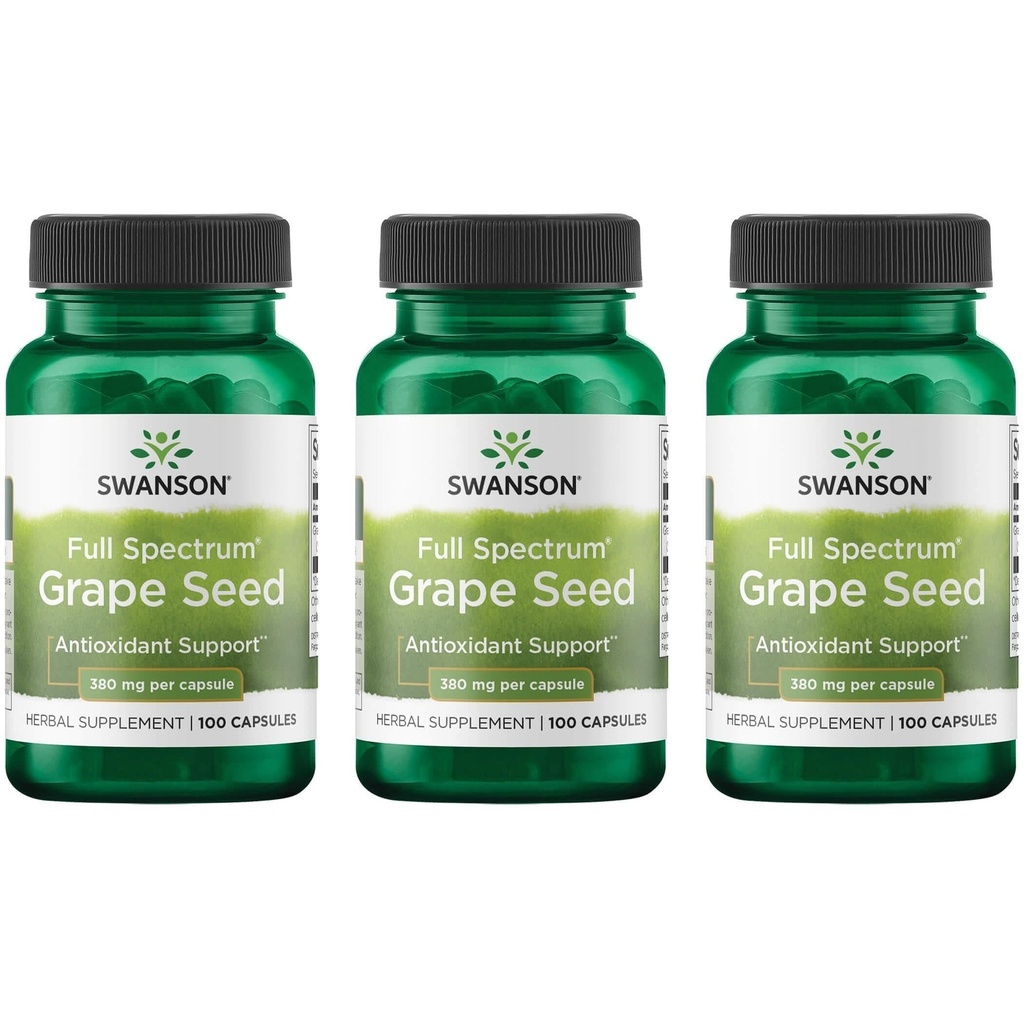Swanson Grape Seed Heart Antioxidant Free Radikály Zdravý krevní tlak Podpora Polyfenoly OPCS Herbal Dodatek 380 mg 100 Kapsle (3 Pack)