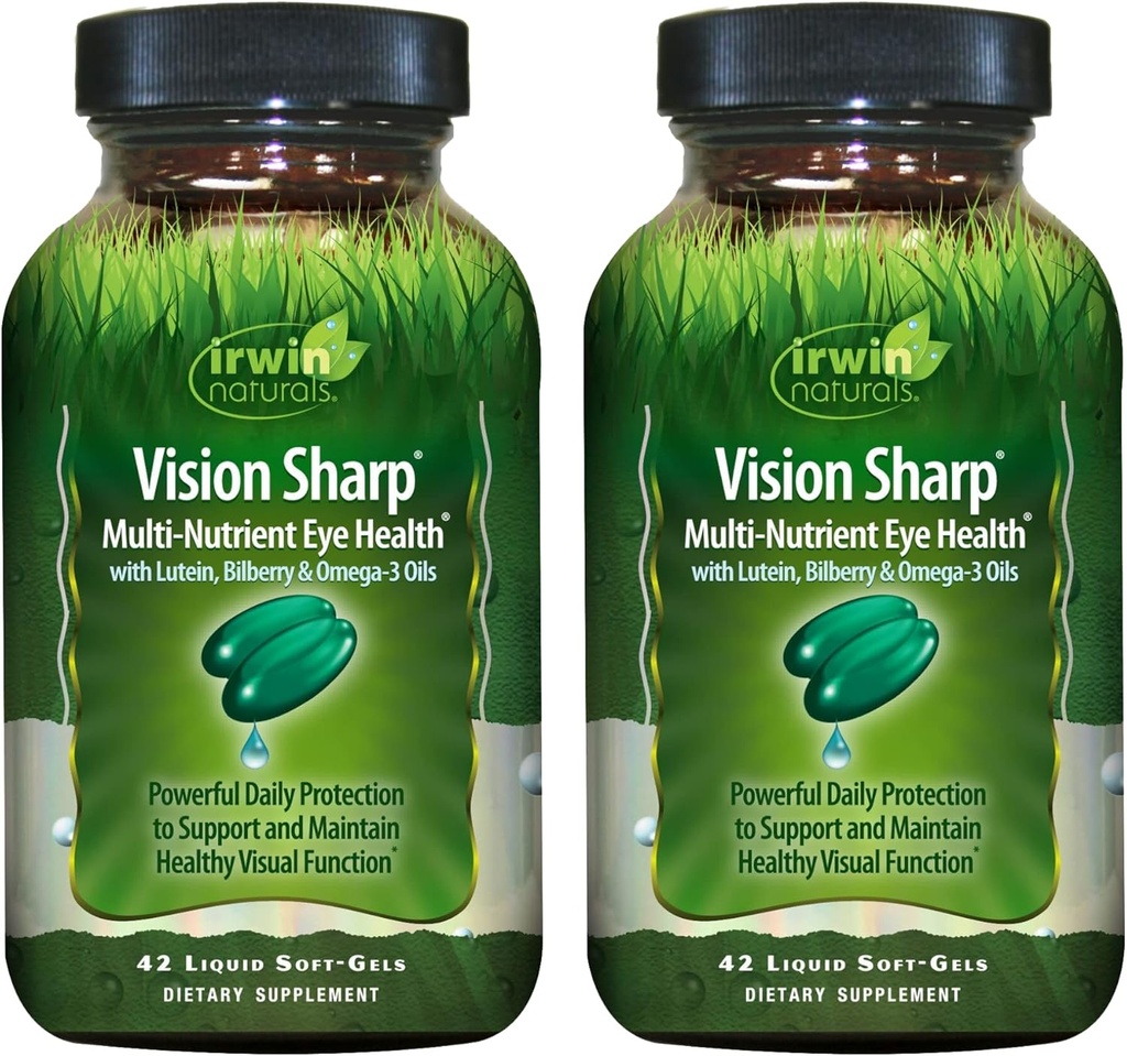 Irwin Naturals Vision Sharp Multi- Nutrient Eye Health - 42 Liquid Soft- Gels, balení po 2 - s Lutein, Bilberry & Omega-3s - 42 Celkem Služeb