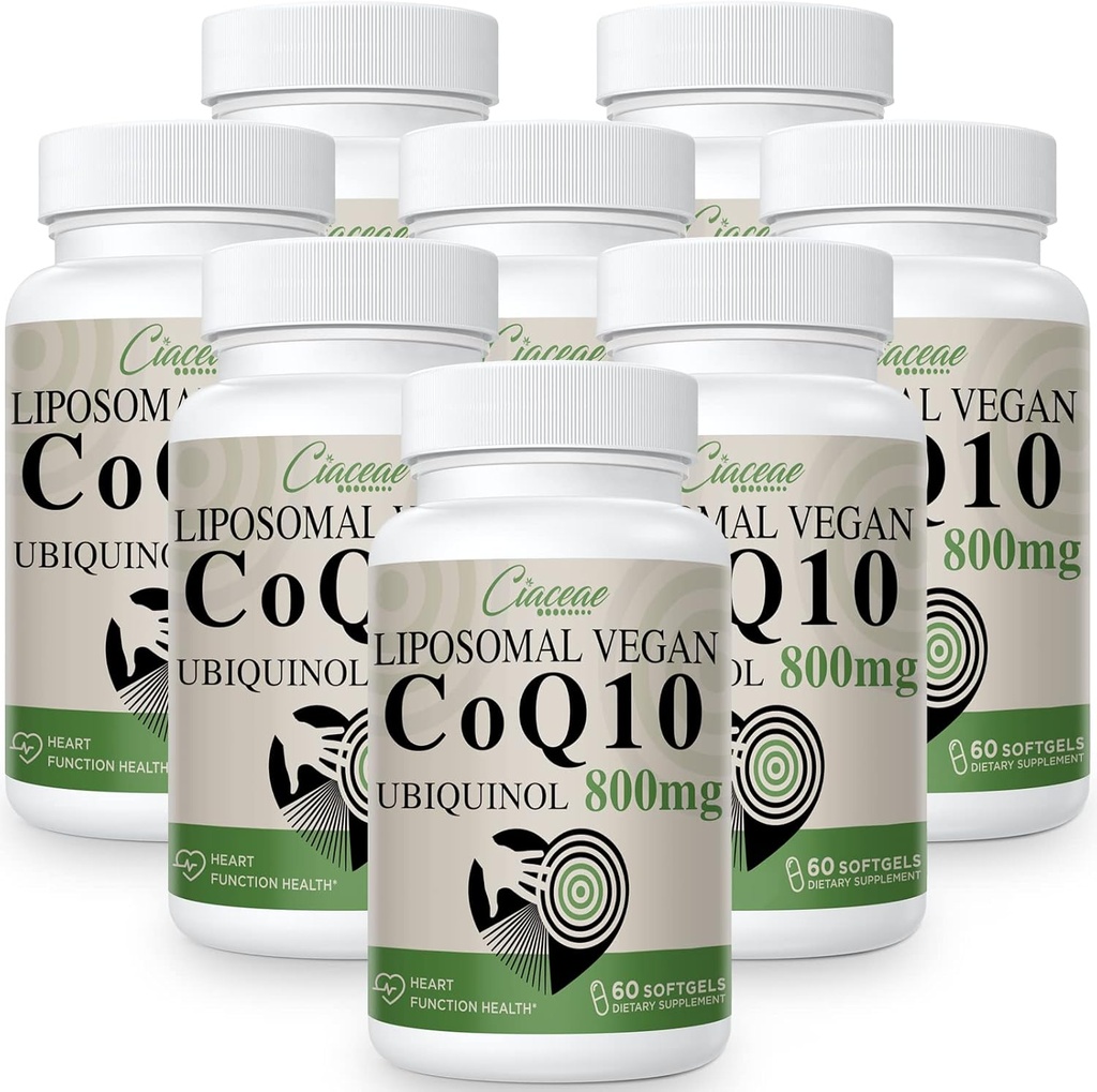 Lipozomální CoQ10 800mg Ubiquinol Softgel, Max Absorpce Ubiquinol Coenzym Q10, Ubiquinol CoQ10 dodatek pro antioxidant, srdeční funkce a výrobu energie, čistý CoQ10 800mg, 480 Vegan Softgels