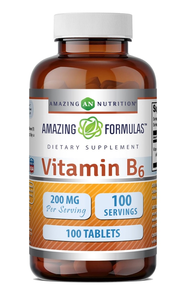 Amazing Vitamin B6 Pyridoxin 200mg 100 Tablety dodatek CLAS124; Non- GMO CLAS124; Gluten zdarma CLAS124; Made in USA