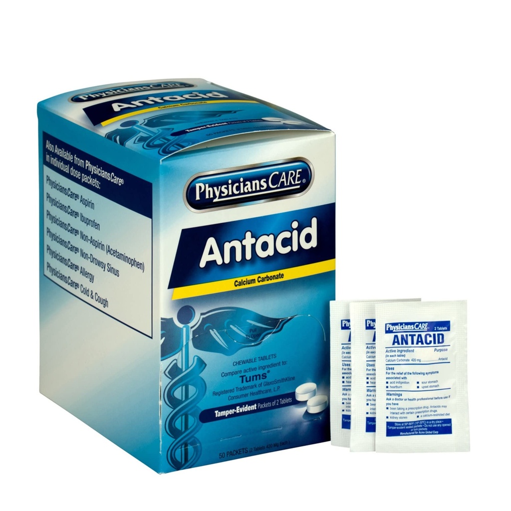 Lékařská péče Antacida Heartburn Medikace (Porovnat s Tums), 50 Dávky dvou tablet, 420 mg