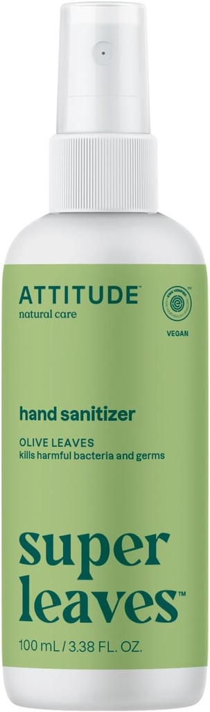 ATOMATION DE Hand Sanitizer Spray, EWG ověřený, zabíjí bakterie a bakterie, Vegan & Plant- based, Safe for Dospělí & Kids, Olive Leaves Scent, 3.38 Fl Oz (Spray Bottle)