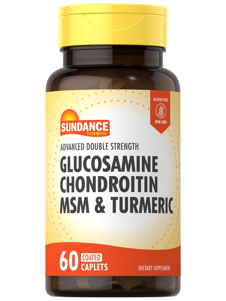 Sundance Glucosamine Chondroitin MSM a kurkuma 124; 60 Kaplety 124; Double Streng124; Non- GMO a gluten zdarma dodatek