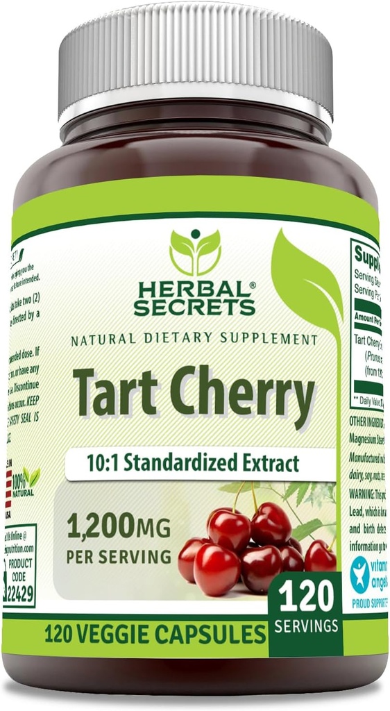 Bylinné tajemství Tart Cherry 10: 1 Standardizovaný Extract Dodatek 124; 1200 Mg Per Serving 124; 120 Veggie Kapsle 124; Non- GMO CART124; Gluten Free CART124; Made in USA (1 balení, 120 Počet)