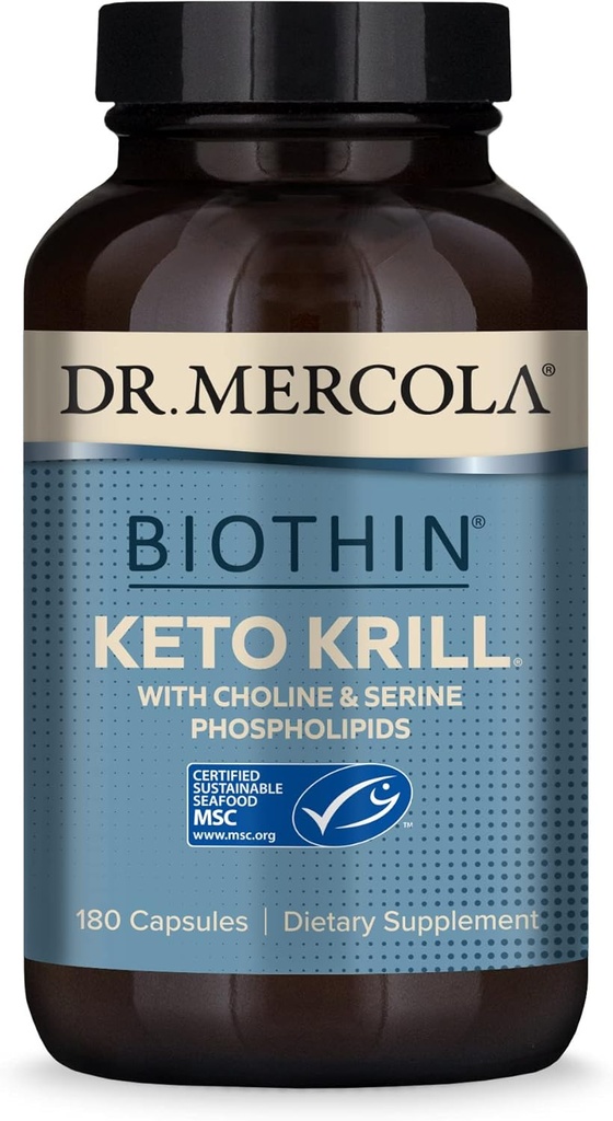 Dr. Mercola, Keto Krill olejový dodatek, 90 Servings (180 Kapsle) Omega 3 mastné kyseliny, MSC Certified, Non GMO, Soy-Free, gluten zdarma