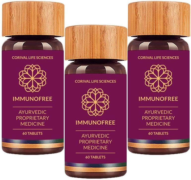 Biogetica Imunofree Bylinný dodatek pro imunitní podporu - Přírodní potenciál směs Tulsi, Kalmegh, Yashtimadhu & Giloy pro imunitní boost - 100% Vegan - 60 Tablet - Balení 3