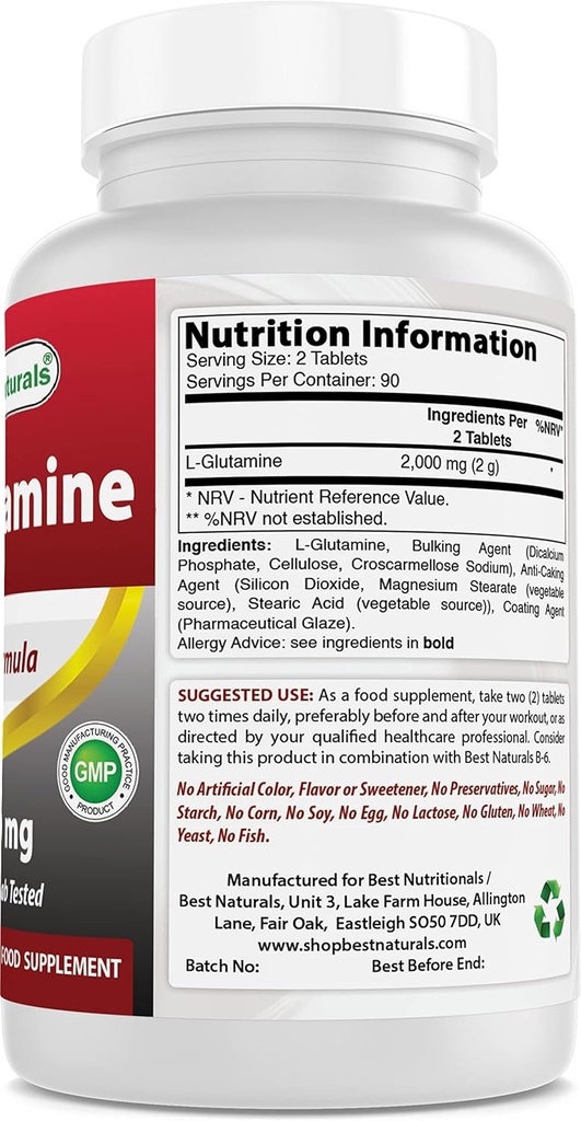 Nejlepší Naturals L-glutamin 1000 mg & Ashwagandha Extract 500 Mg