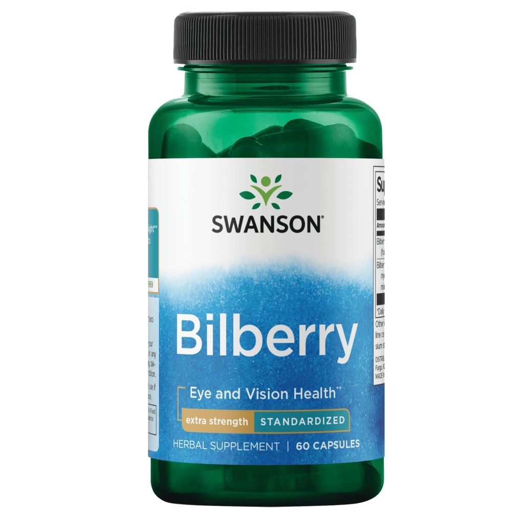 Swanson Extra- Síla Bilberry (Standardizované) 100 miligramů 60 Kapsle