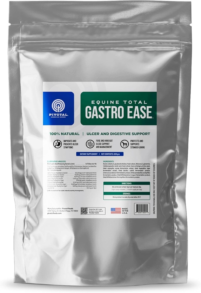 Equine Total Gastro Ease - All- Natural Ulcer & Digestive Supplement for Horses Containing Bovine Colostrum - Pomáhá zabránit Ulcer Formation - Calming Supplement - 100% přírodní - Made in USA
