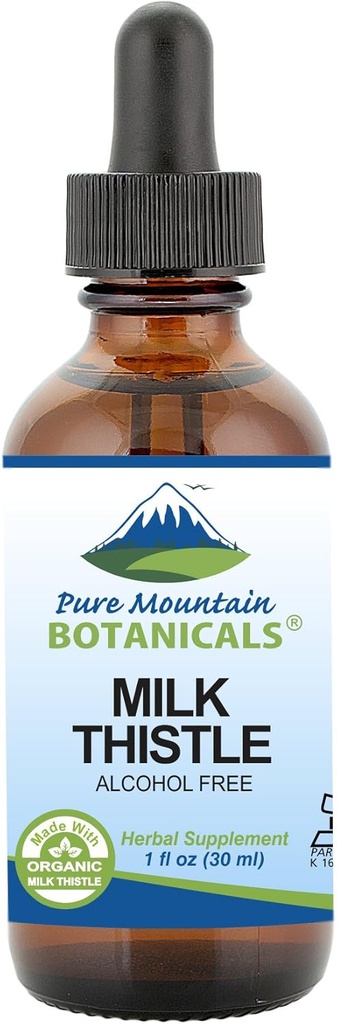 Čistá horská botanika Thistle Extract - Vegan, Kosher Certified Liquid Formule - Vyrobeno s 333mg organické mléko Thistle Tincture - 1 Fl Oz láhev