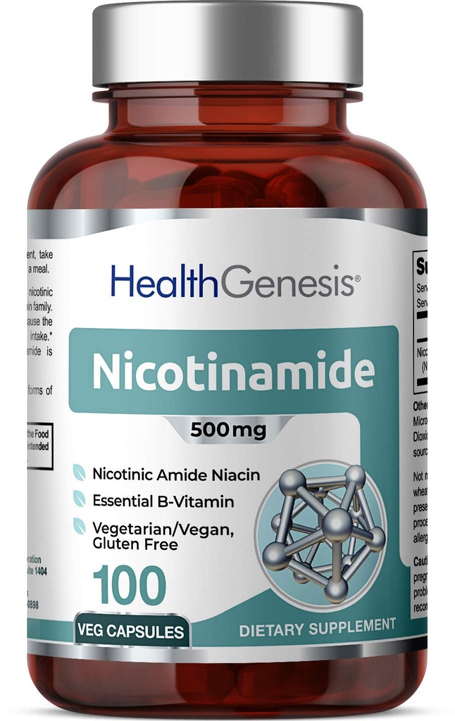 B- 3 Nikotinamid 500 mg 100 Vicaps - Nikotinový amid Niacin přírodní flush- volný vitaminový vzorec - podporuje zdraví kožních buněk