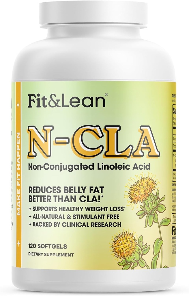 Fit & Lean N-CLA, Úbytek hmotnosti, Snižuje břišní tuk lepší než CLA, Zvyšuje metabolismus, podporuje Lean Muscle, stimulant zdarma, Nekonjugovaná kyselina linoleová, 120 Služeb (Balení května Vary)