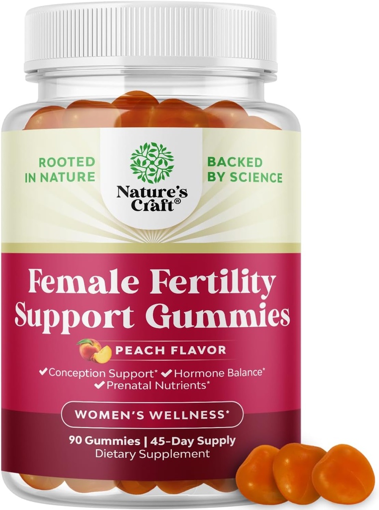 Plodnost Gummies pro ženy snaží početí - Yummy Gummy plodnost dodatek pro ženy s Myo-Inositol Folic Acid & Vitex Chasteberry - Vegan Non- GMO & gluten zdarma - šťavnaté Peach (45 Služení)