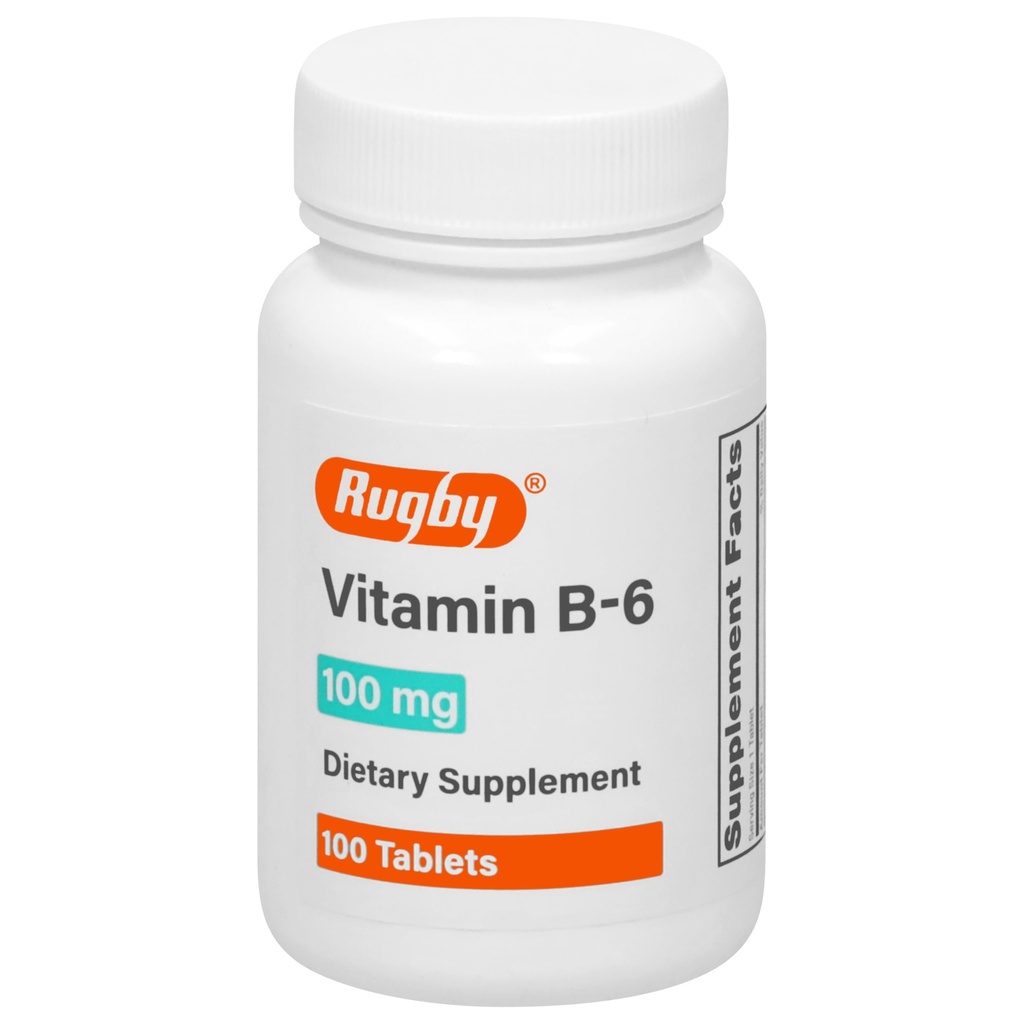 Rugby Vitamin B-6 Tablety - 100mg vitaminu B6 - dodatek stravy - 100 Počet