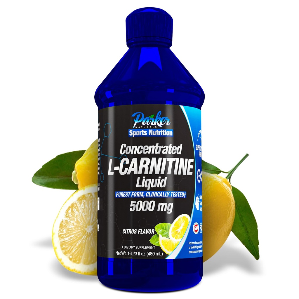 Parker Naturals Koncentrované L- karnitin tekutý, 5000mg Všechny přírodní Citrus ochucený L- karnitin dodatek, tekutý L- karnitin s vitamínem V5, 16.23 Fl. Oz