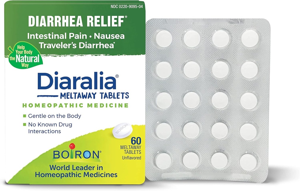 Boiron Diaralia Tablets for Diarhea Relief, Gas, Floating, Intestinal Pain, and Travler 's Diarhea - 60 Počet