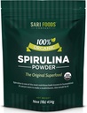 Organic Spirulina prášek (16 Ounce): přirozeně vegan, dodává folát, vitamín B12, železo, Omega mastné kyseliny, GLA, Beta karoten, chlorofyl, aminokyseliny