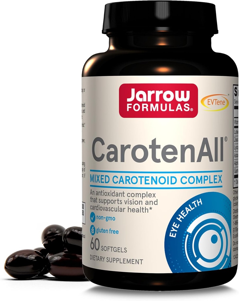 Jarrow Installas ® CarotenAll, Dietní dodatek, Antioxidační podpora pro vizi a kardiovaskulární zdraví, 60 Softgels, Až 60 denní dodávky