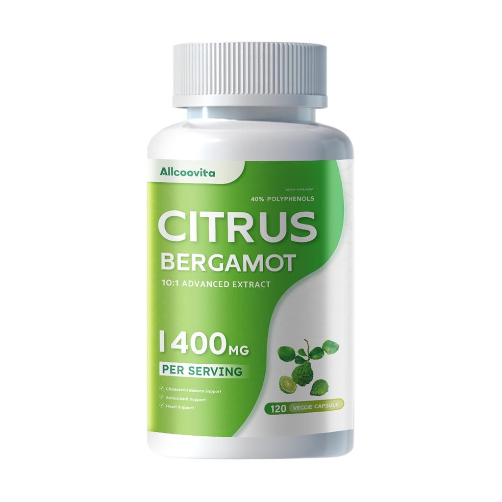 Organické Citrus Bergamot 1400mg, 120 Kapsle - Citrus Bergamia - Essential Oil and Citrus Bioflavonoids - Přírodní srdeční doplňky pro ženy a muže - Non- GMO pilulky