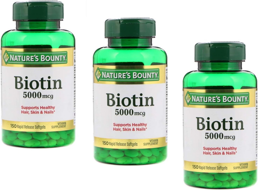 Natures Bounty Biottin 5000mcg 150 Software pro rychlé uvolnění (Value Pack of 3)