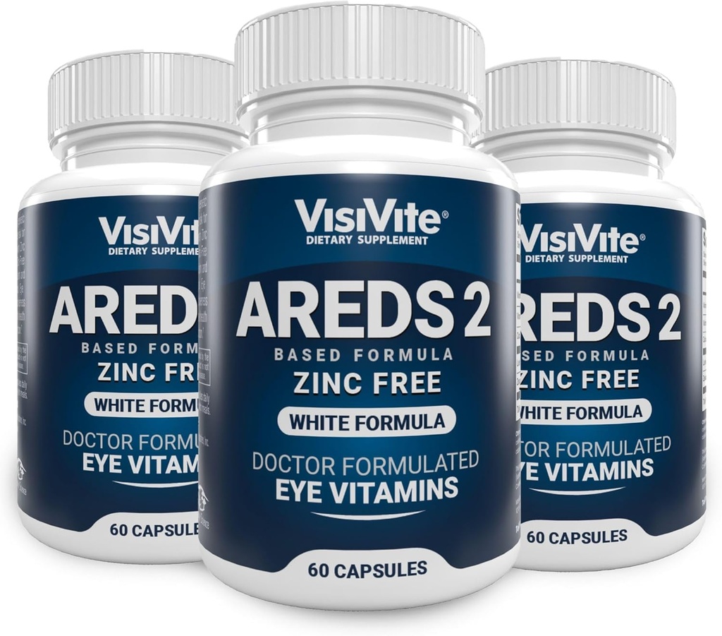 OBLASTI 2 Zinkové bílé oční vitaminy - Zeaxanthin Plus Lutein Macular Eye vitaminy - Soy- Free - Zinek a měď zdarma makulární zdravotní vzorec - balení po 3