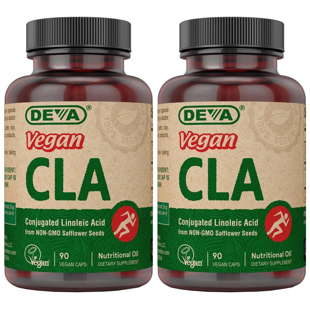 DEVA Vegan Vitamíny Konjugované linolové kyseliny (CLA), z Non- GMO Safflower Oil, 90 Kapsle, 1- balení